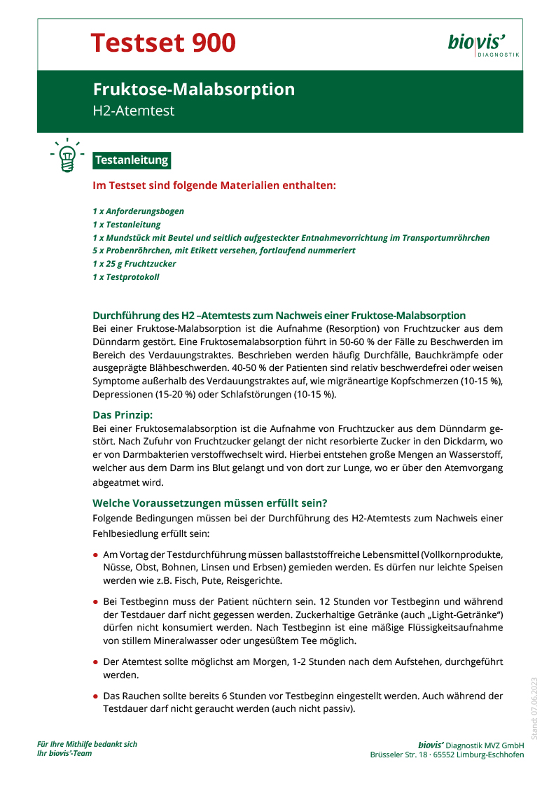 H2-Atemtests Fructose-Malabsorption