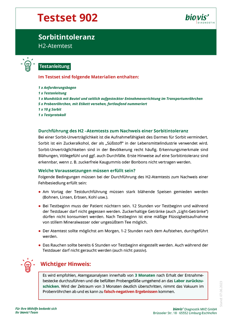H2–Atemtests Sorbitintoleranz